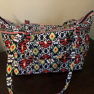 Vera Bradley Sun Valley Weekender Bag, Navy Orange Line and White